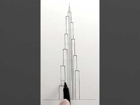 Preview of How to Draw the Burj Khalifa, the world's Tallest Building #circlelineartschool #drawingtips