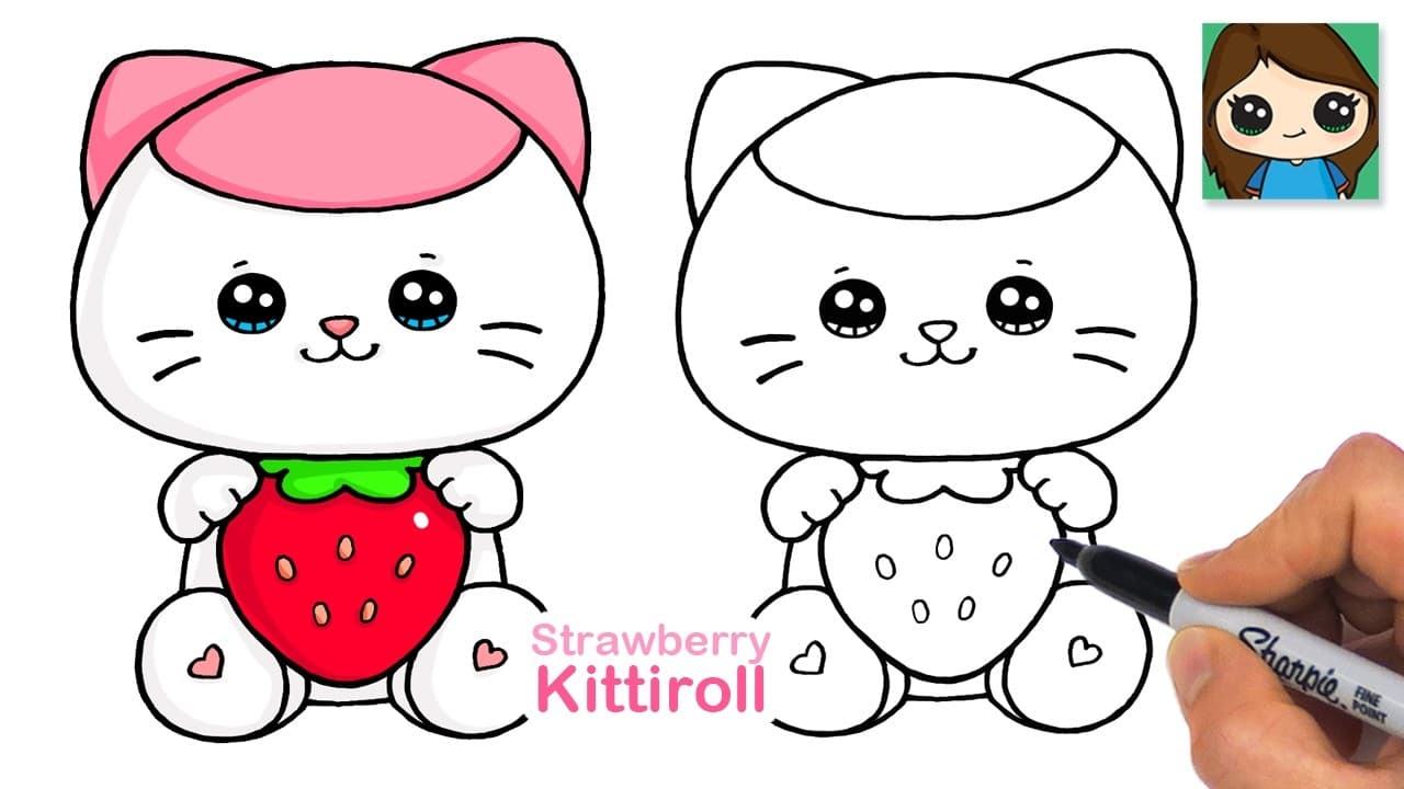 Preview of How to Draw a Strawberry Cat πAnirollz Kittiroll