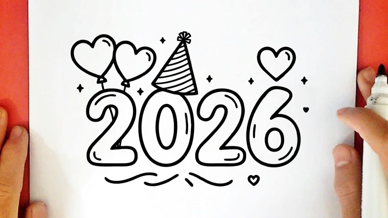 Preview of HOW to DRAW 2026 EASY! 🎉 Happy New Year