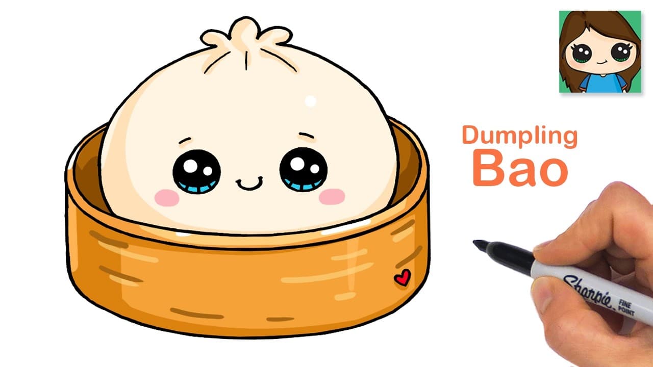 Preview of How to Draw a Steamed Bao Dumpling Dim Sum π₯ Cute Food Art