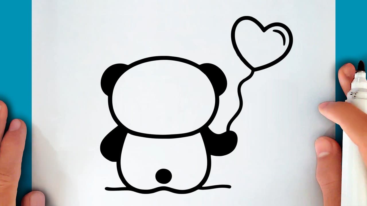 Preview of How to draw a CUTE PANDA with a HEART BALLOON