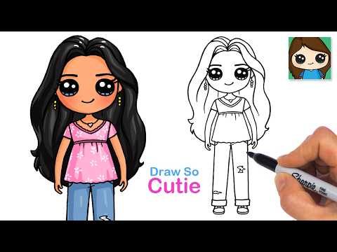 Preview of How to Draw a Cute Girl with Long Hair 🩷 Draw So Cutie
