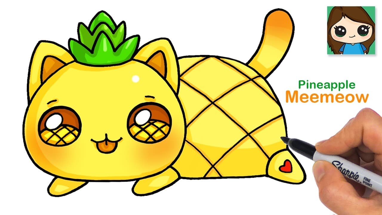 Preview of How to Draw Pineapple Cat | Aphmau Meemeows
