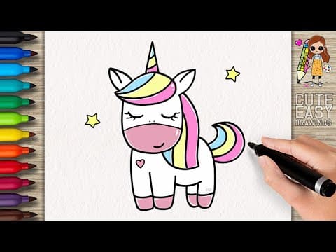 Preview of How to Draw a Cute Unicorn, Cute Easy Drawings 🦄