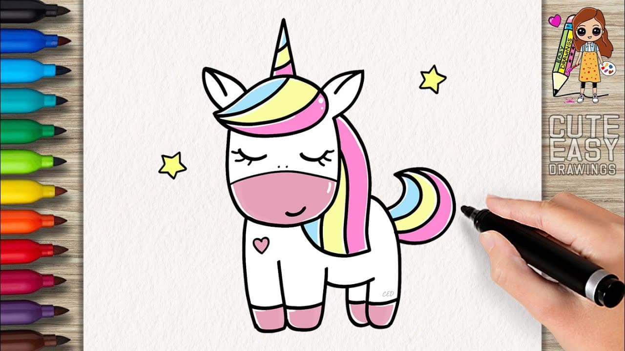 Preview of How to Draw a Cute Unicorn, Cute Easy Drawings π¦