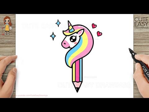Preview of How to Draw a Cute Unicorn Pencil - Easy Drawing and Coloring for kids and Toddlers