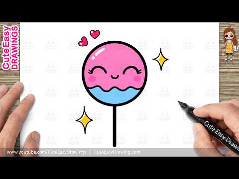 Preview of How to Draw a Cute Lollipop Easy Step by Step | Kawaii Lollipop Drawing for Kids