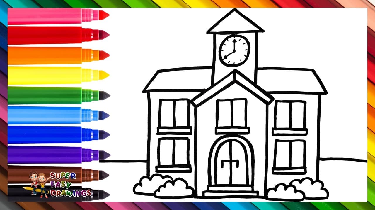 Preview of Draw and Color a School π«ππ Drawings for Kids