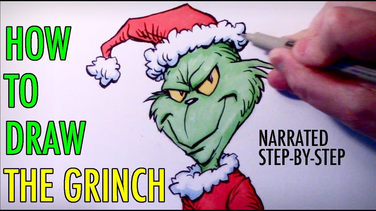 Preview of How to Draw THE GRINCH: Narrated Step by Step Tutorial