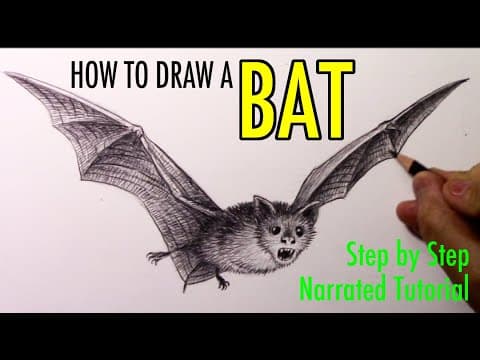 Preview of How to Draw a Bat: Step by Step, Narrated Tutorial