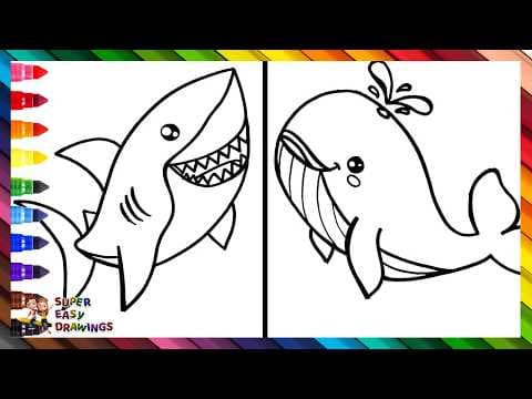 Preview of Draw and Color a Shark and a Whale π¦π³ππ Drawings for Kids