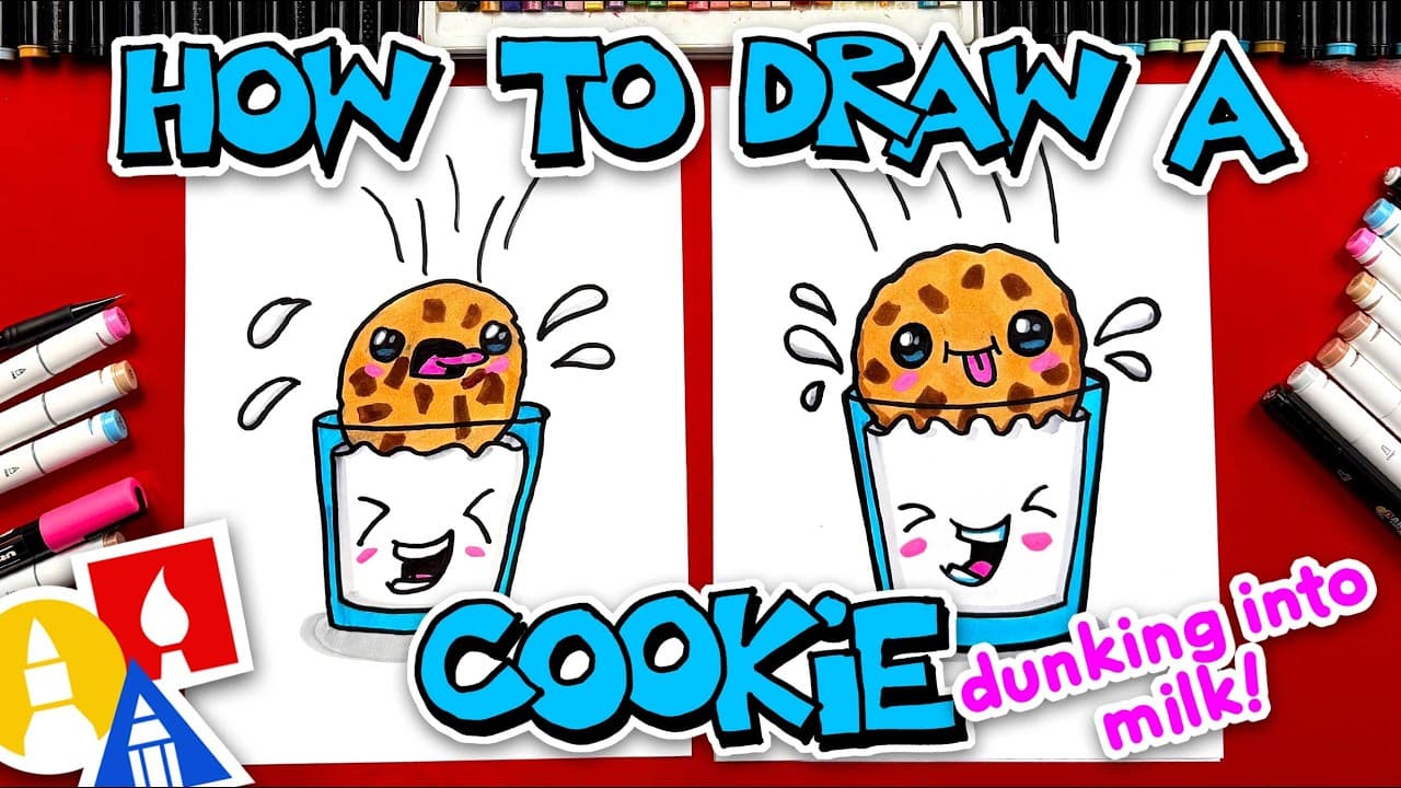 Preview of How To Draw A Funny Cookie Dunking Into Milk