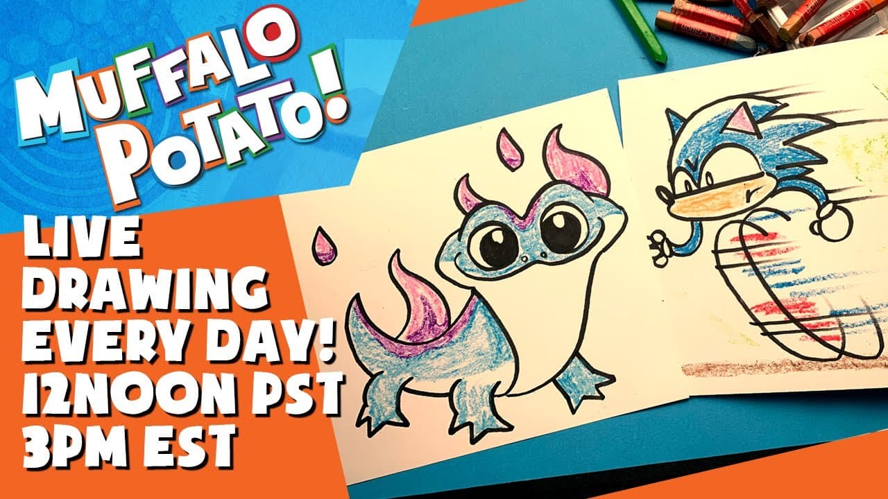 Preview of How To Draw Bruni Frozen 2 and Sonic! #withme MUFFALO POTATO