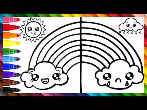 Preview of Draw and Color a Happy Rainbow vs a Sad Rainbow 🌞🌈🌧️ Drawings for Kids