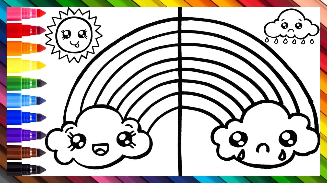 Preview of Draw and Color a Happy Rainbow vs a Sad Rainbow πππ§οΈ Drawings for Kids