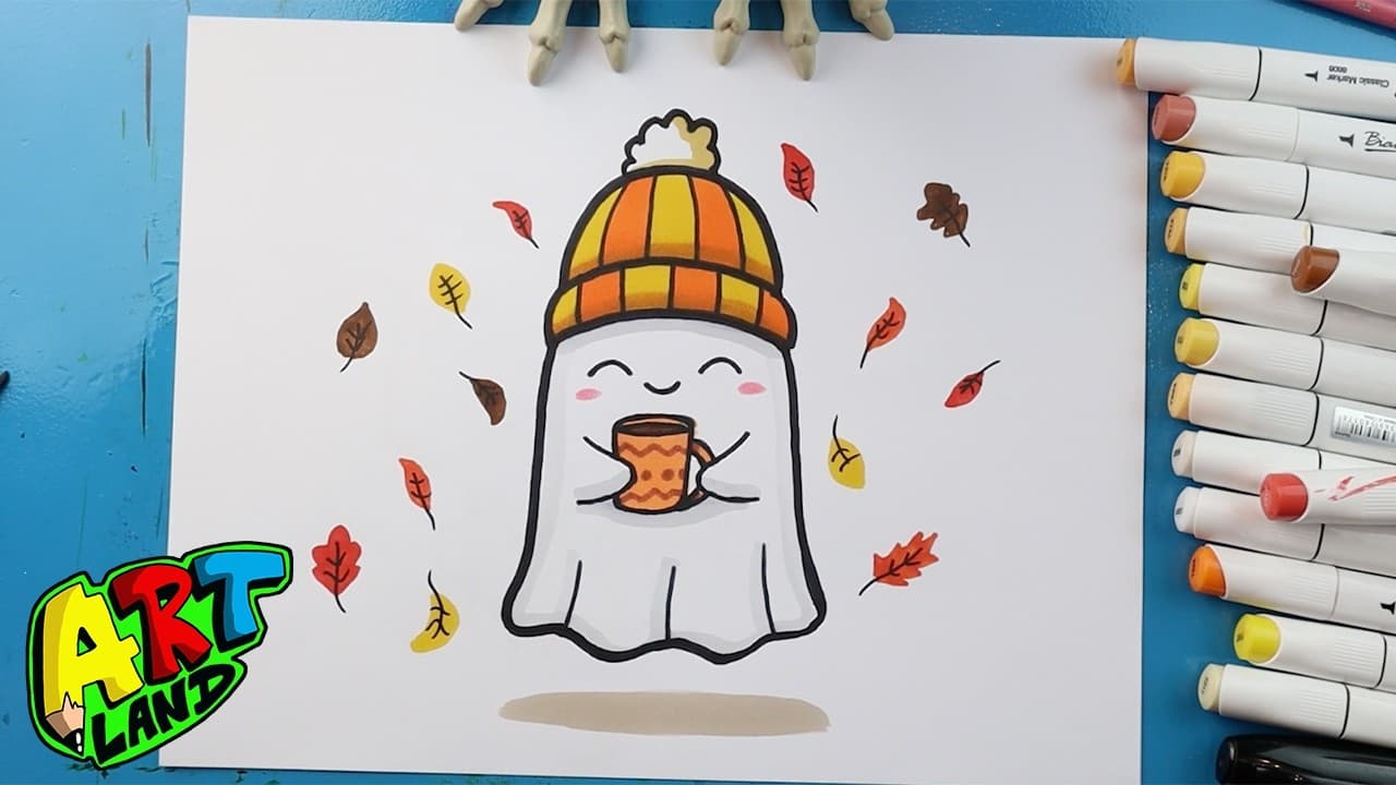 Preview of How to Draw a Cute Fall Ghost