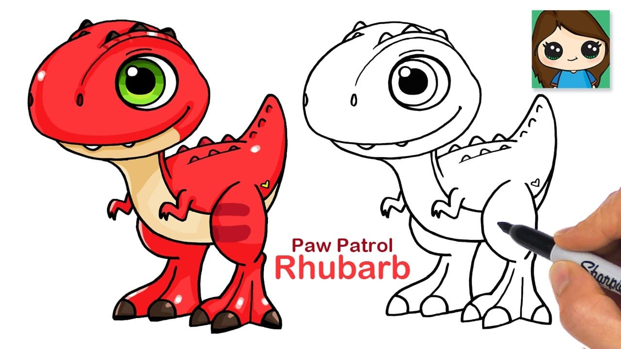 Preview of How to Draw Rhubarb T-Rex | Paw Patrol Dino Movie