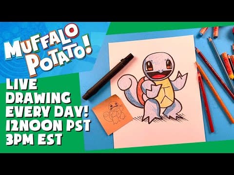 Preview of How To Draw SQUIRTLE from POKEMON! #withme MUFFALO POTATO