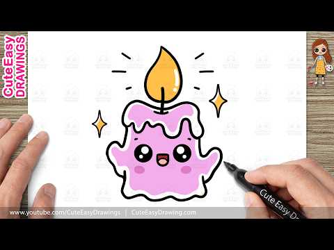 Preview of How to Draw a Cute Ghost Candle Easy Step by Step | Kawaii Halloween Drawing for Kids and Toddlers!