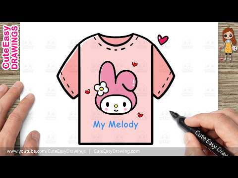 Preview of How to Draw a Cute My Melody T-Shirt Easy Step by Step | Kawaii T-Shirt Drawing Tutorial