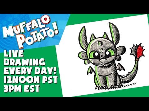 Preview of How To Draw TOOTHLESS from HOW TO TRAIN YOUR DRAGON with MUFFALO POTATO