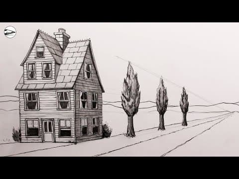 Preview of Mastering One-Point Perspective Realistic House: Narrated Drawing Tutorial for Beginners