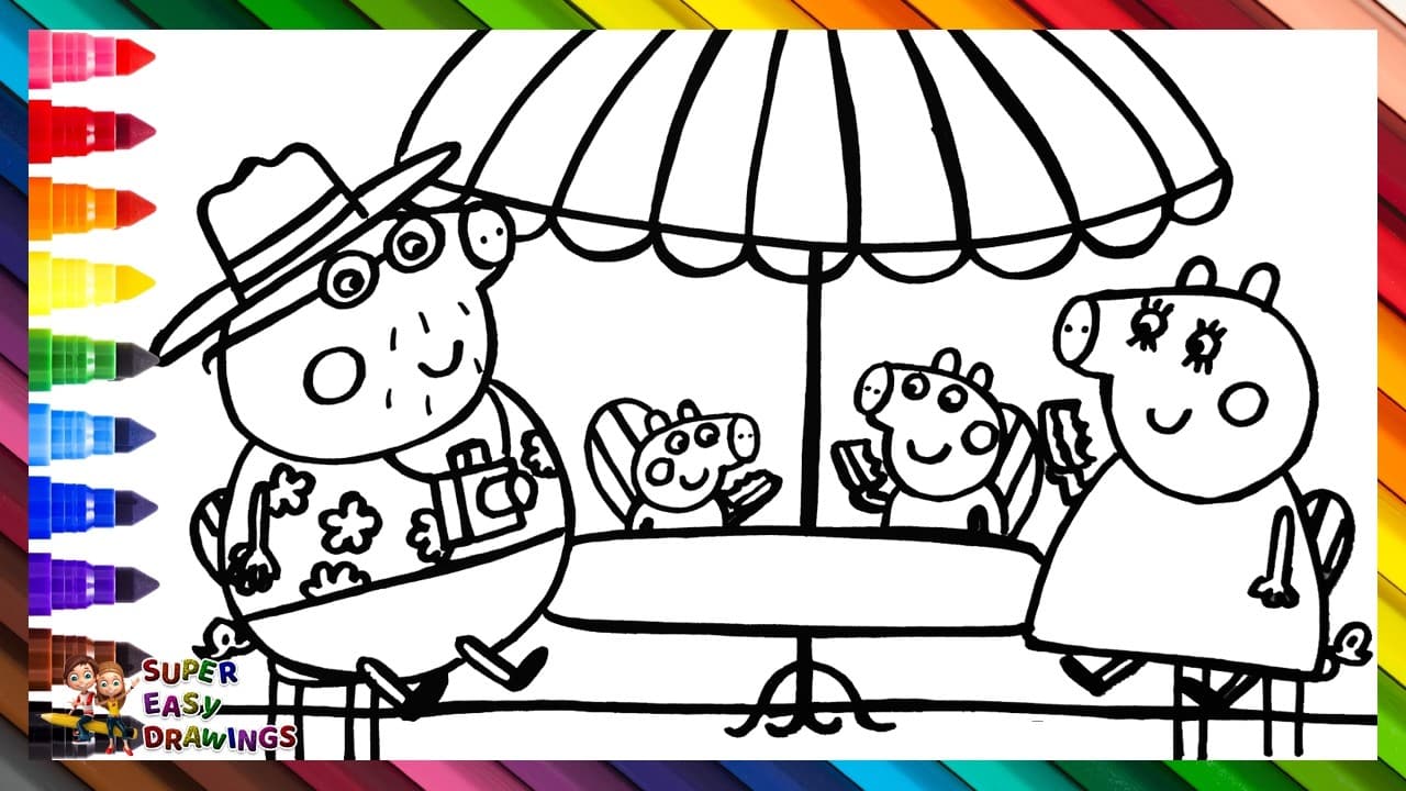 Preview of Draw and Color Peppa Pig and Her Family on Vacation in Italy ๐ท๐ท๐ท๐ท๐๐ฎ๐น๐ Drawings for Kids