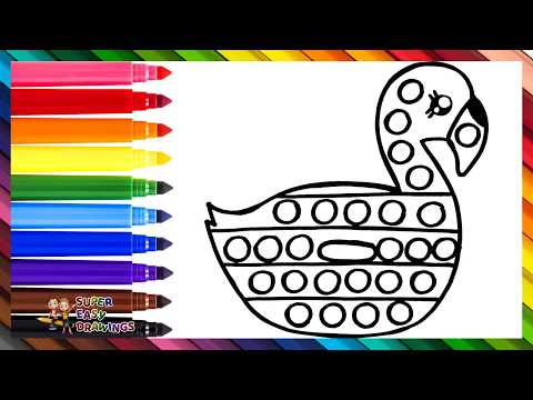 Preview of Draw and Color a Flamingo Floaty POP IT 🦩🔴🟠🟡🟢🔵🟣🌈 Drawings for Kids