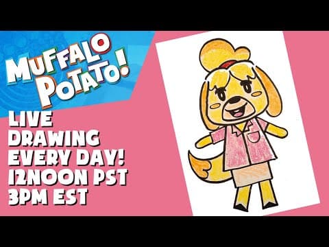 Preview of How To Draw ISABELLE from ANIMAL CROSSING with MUFFALO POTATO
