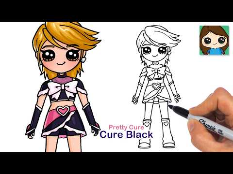 Preview of How to Draw Cure Black Nagisa Misumi | Pretty Cute Anime Girl