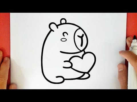 Preview of HOW TO DRAW A CUTE CAPYBARA HOLDING A HEART
