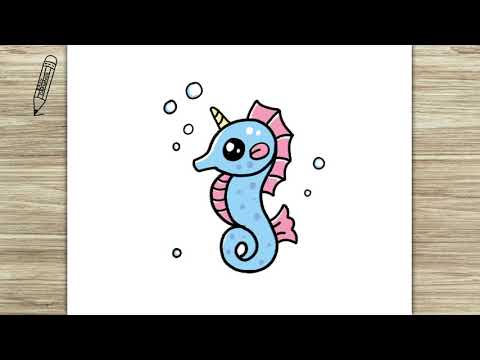 Preview of How to Draw Cute Unicorn Seahorse, Cute Easy Drawings