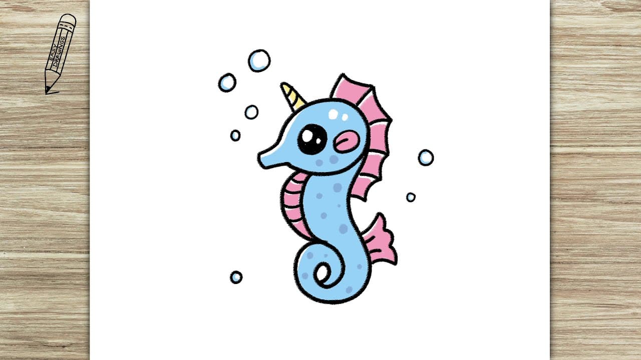 Preview of How to Draw Cute Unicorn Seahorse, Cute Easy Drawings