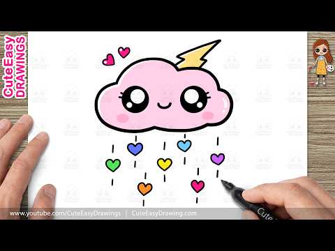Preview of How to Draw a Cute Unicorn Rain Cloud | Easy Kawaii Drawing for Kids & Toddlers!