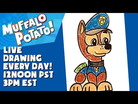 Preview of How To Draw CHASE from PAW PATROL with MUFFALO POTATO