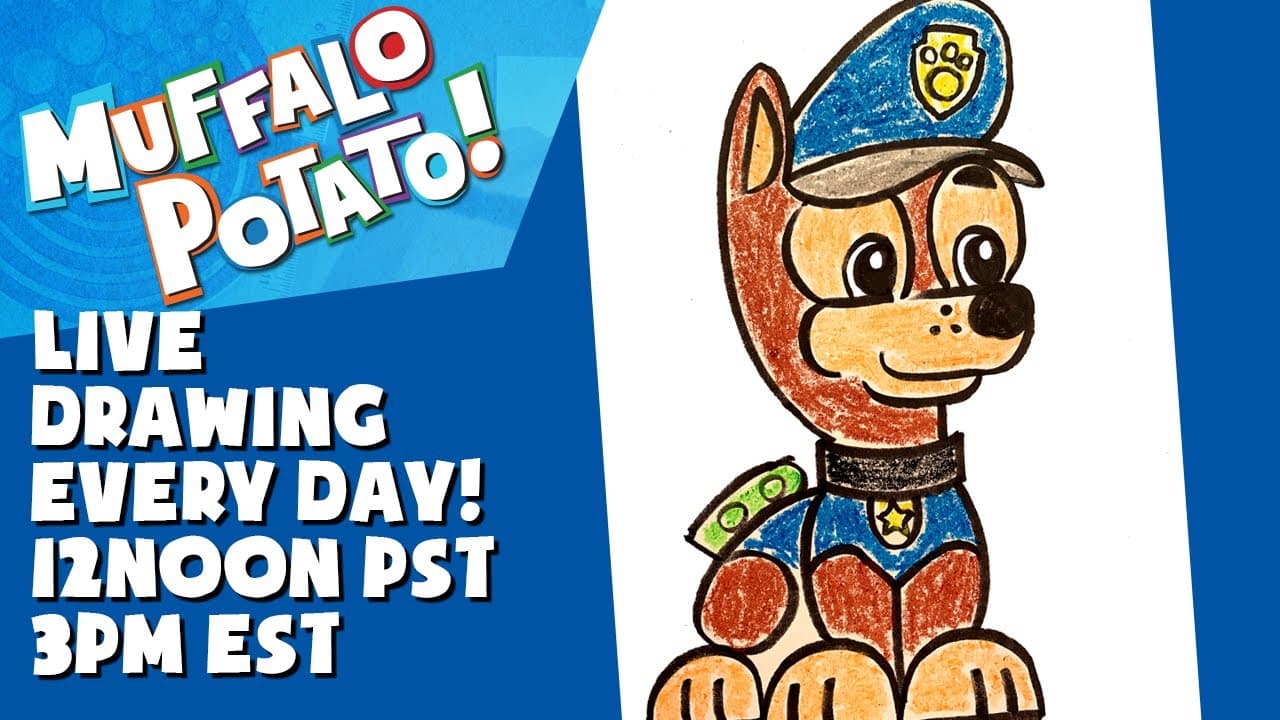 Preview of How To Draw CHASE from PAW PATROL with MUFFALO POTATO