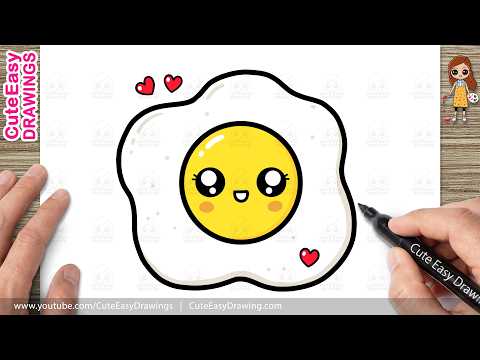 Preview of How to Draw a Cute Poached Egg | Easy Step-by-Step | Kawaii Egg Drawing for Kids and Toddlers!