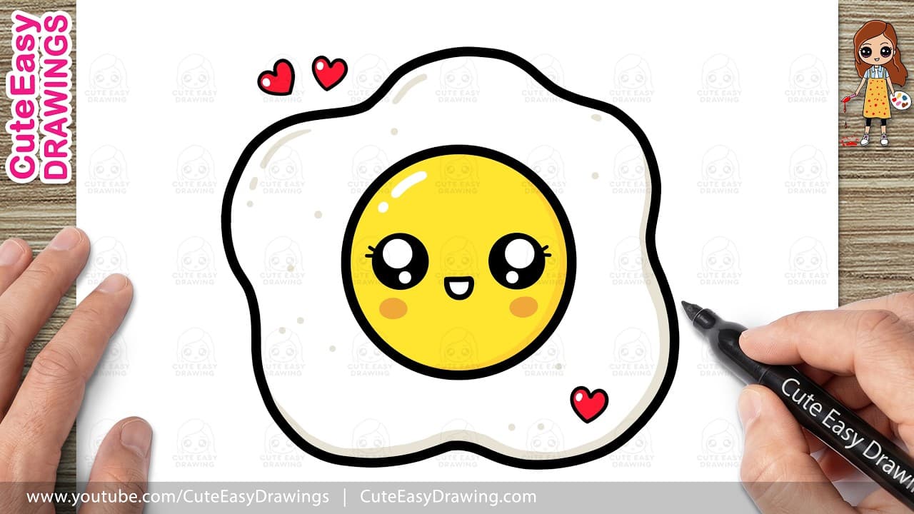 Preview of How to Draw a Cute Poached Egg | Easy Step-by-Step | Kawaii Egg Drawing for Kids and Toddlers!