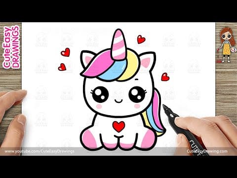 Preview of How to Draw a Cute Unicorn Simple & Easy for Kids step by step