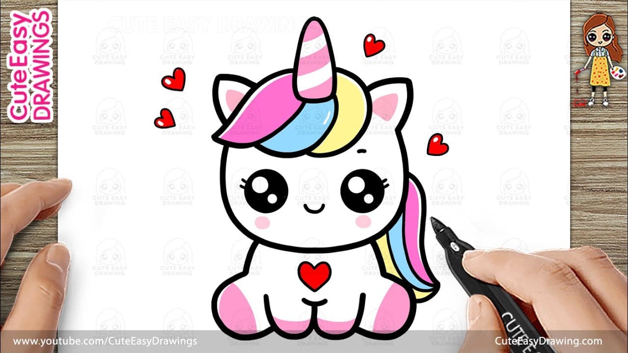Preview of How to Draw a Cute Unicorn Simple & Easy for Kids step by step
