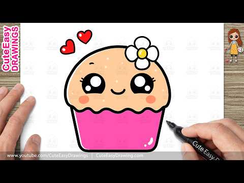 Preview of How to Draw a Cute Cupcake - Easy Step-by-Step Drawing and Coloring for Kids and Toddlers!