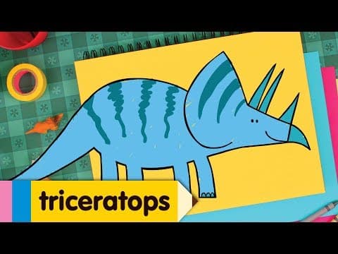 Preview of How To Draw A Triceratops | Dinosaur Drawing Lesson for Kids | Step By Step