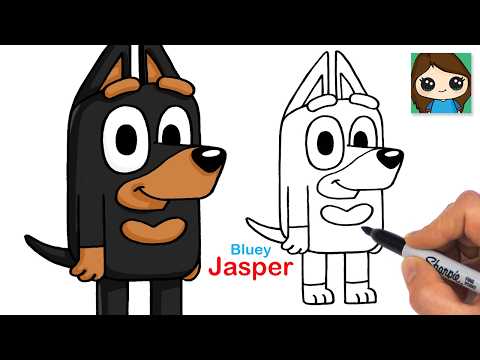 Preview of How to Draw Jasper Doberman Pinscher Dog | Bluey