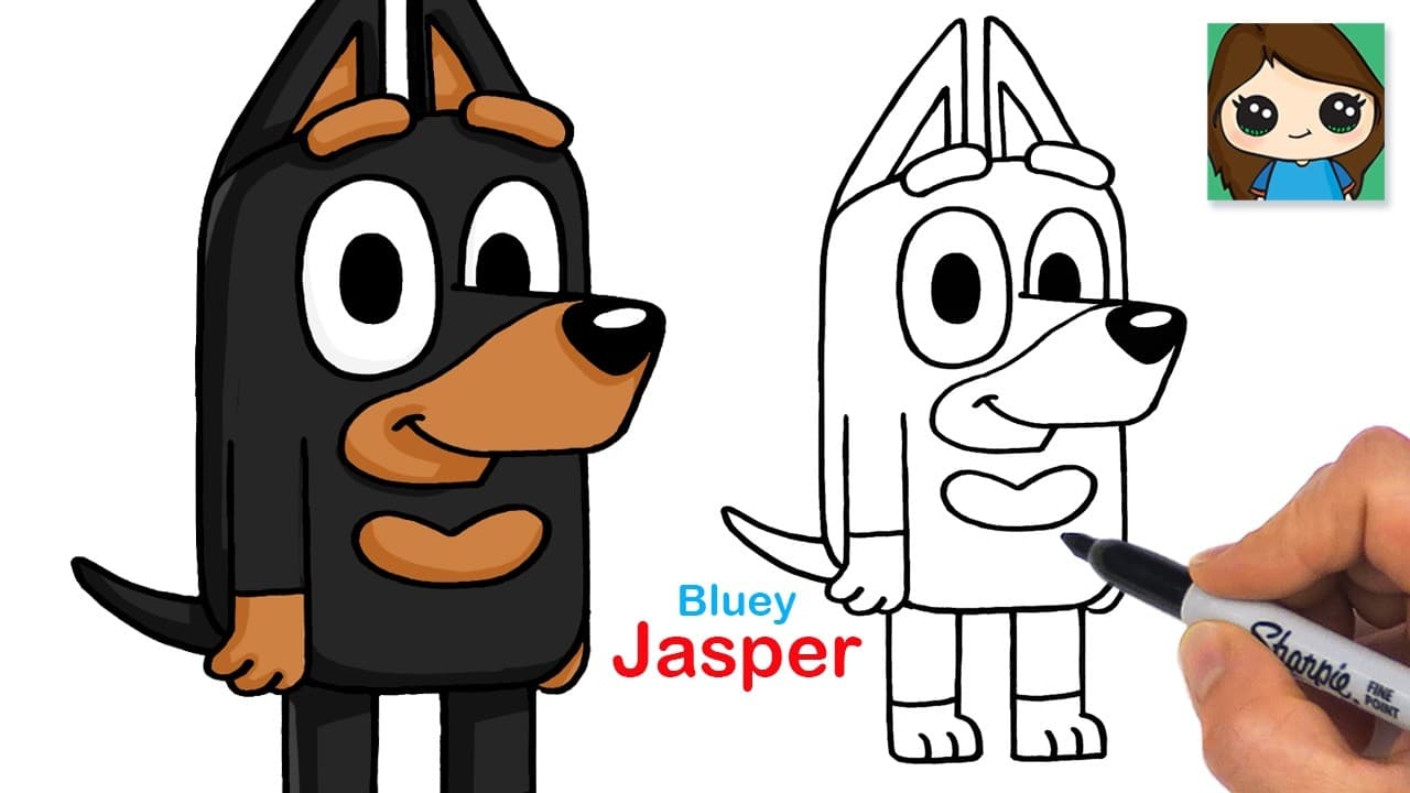 Preview of How to Draw Jasper Doberman Pinscher Dog | Bluey