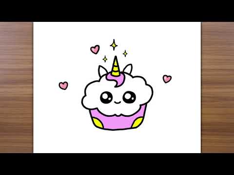 Preview of How to Draw Cute Unicorn Cup Cake, Easy Drawings