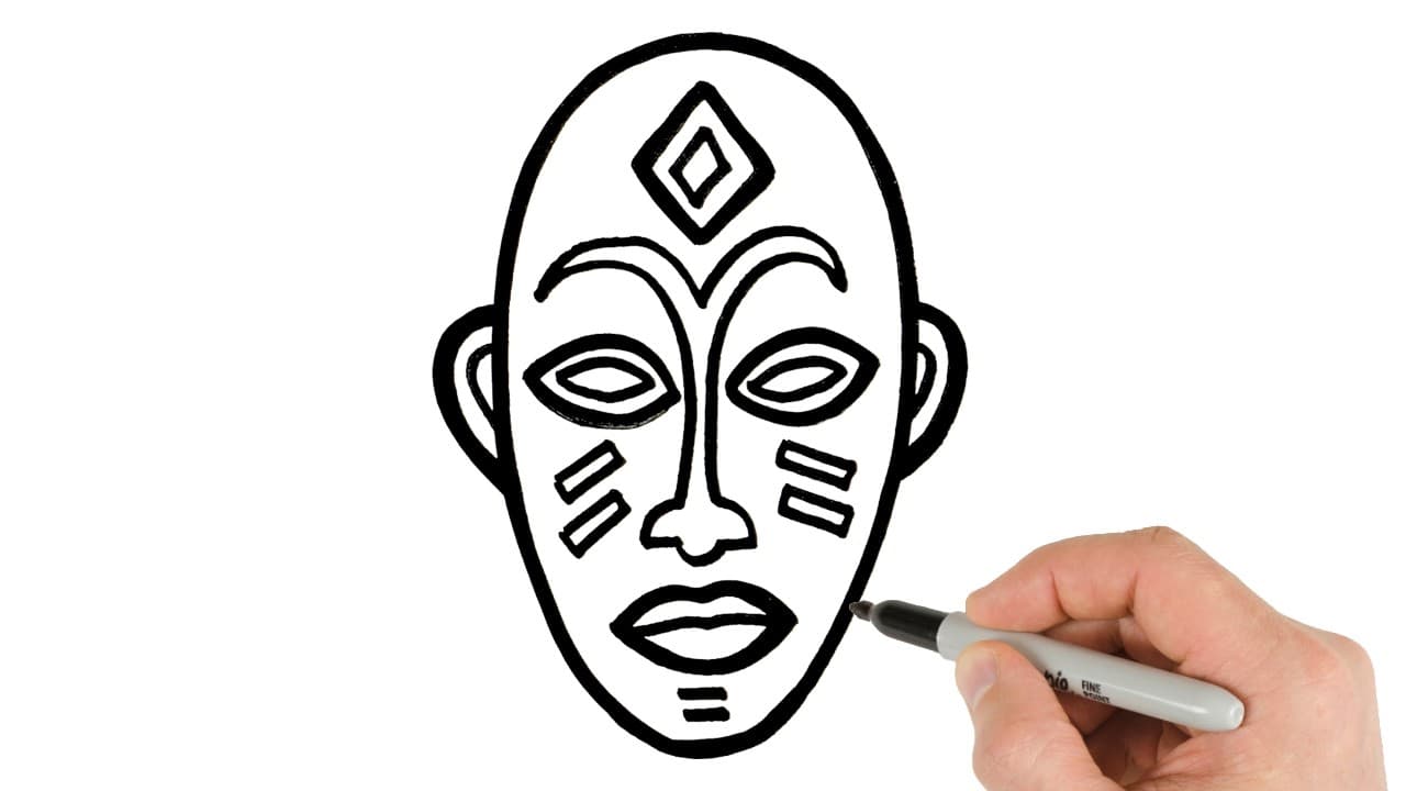 Preview of How to Draw African Mask | Super Easy Step-by-Step Tutorial!