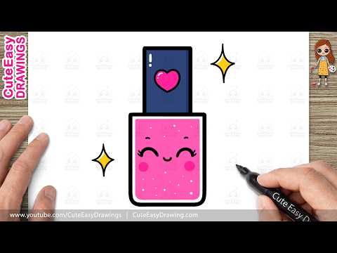 Preview of How to Draw a Cute Nail Polish Easy | Kawaii Nail Paint Drawing for Kids and Toddlers!