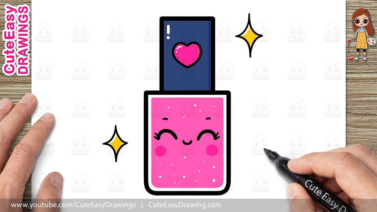 Preview of How to Draw a Cute Nail Polish Easy | Kawaii Nail Paint Drawing for Kids and Toddlers!