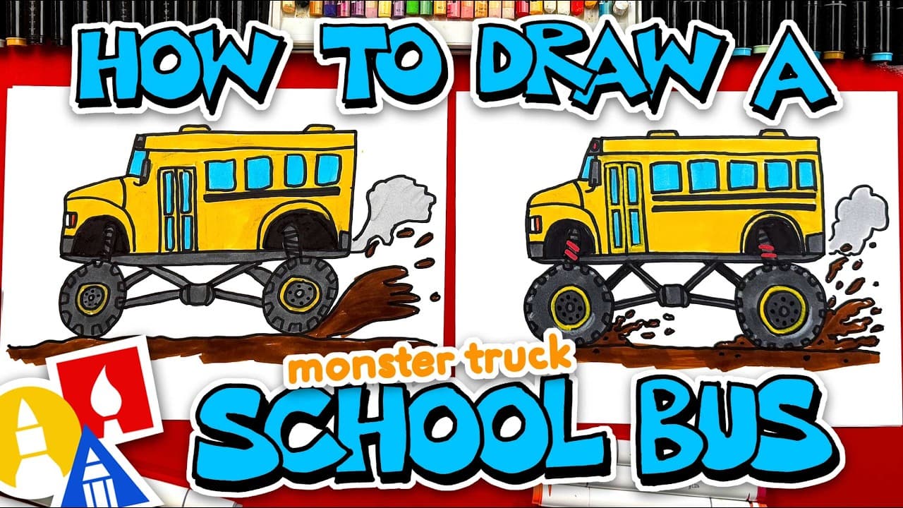 Preview of How To Draw A Monster Truck School Bus