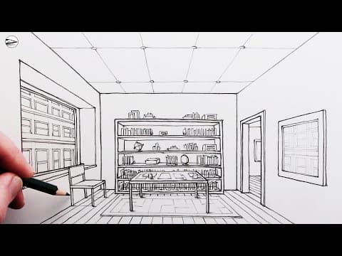 Preview of How to Draw a Room with One-Point Perspective: Draw a Furnished Room